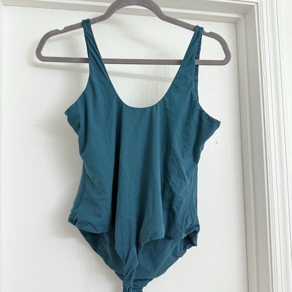 Skims Fits Everybody Square Neck Tank Bodysuit Teal Blue Casual Basics Sz 4X - Picture 2 of 6
